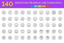 140 Emoticon or Emoji Line Icons Pack  Screenshot 1