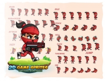 RedGirl Ninja 2D Game Sprites Screenshot 2