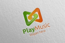 Abstract Music Logo With Note And Play Concept Screenshot 2