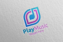 Abstract Music Logo with Note and Play Concept Screenshot 1