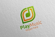 Abstract Music Logo with Note and Play Concept Screenshot 2