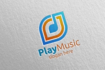 Abstract Music Logo with Note and Play Concept Screenshot 5