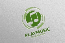 Abstract Music Logo with Note and Play Concept Screenshot 1