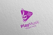 Abstract Music Logo with Note and Play Concept Screenshot 2