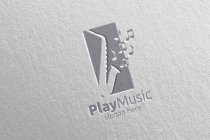 Saxophone Music Logo Design with Square Concept Screenshot 3