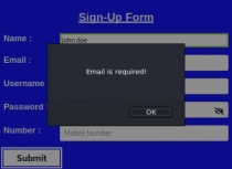 Javascript Keyup With Alert Box Validation Form Screenshot 1