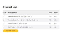 Convert HTML Table to Excel using JavaScript Screenshot 1