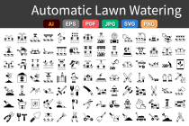 Automatic Lawn Watering Vector Icons pack Screenshot 2