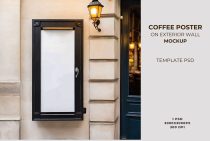 Coffee Poster on Exterior Wall Mockup PSD Screenshot 2