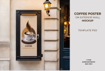 Coffee Poster on Exterior Wall Mockup PSD Screenshot 3