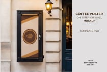 Coffee Poster on Exterior Wall Mockup PSD Screenshot 4